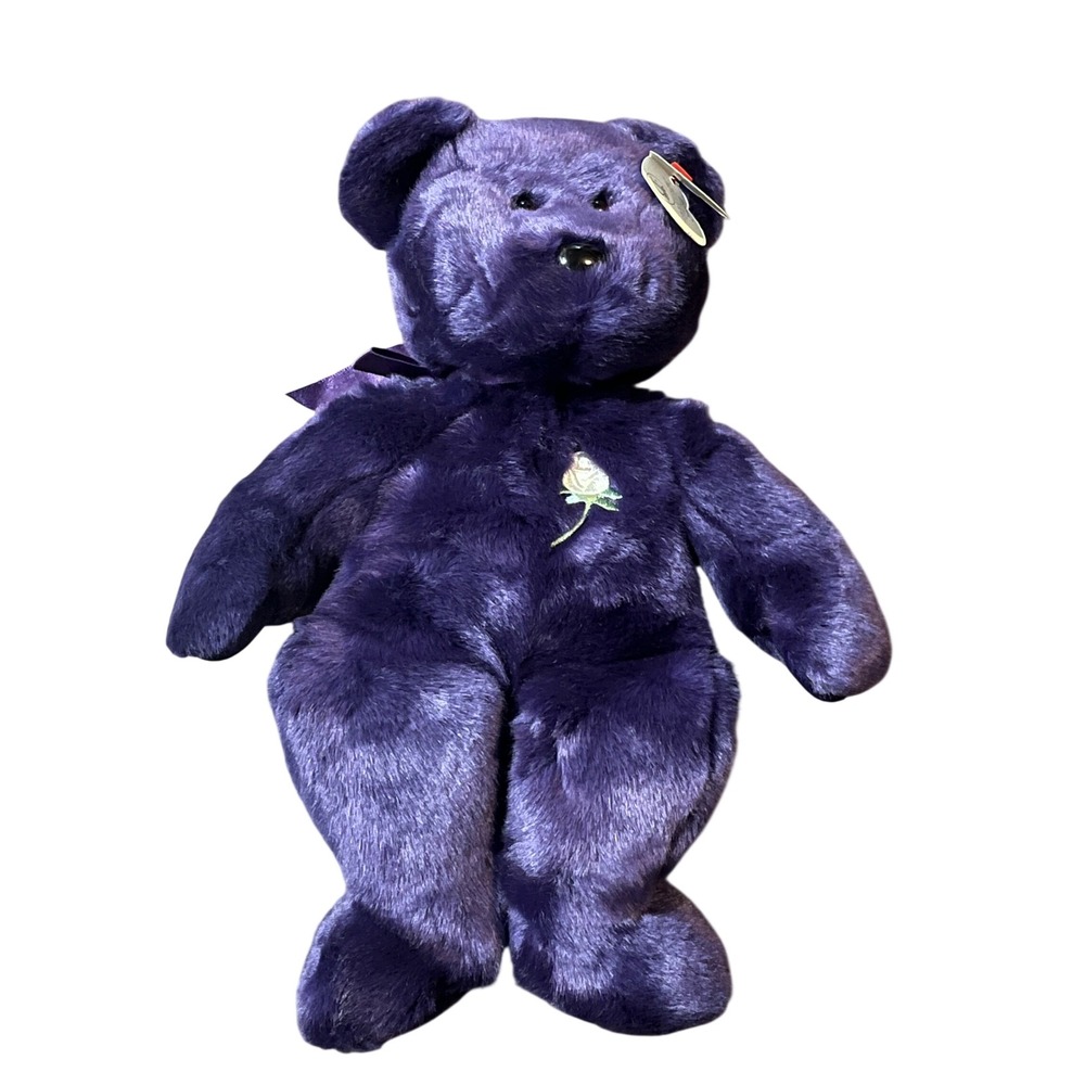 Ty Beanie Buddy Princess the Bear Purple Diana Memorial Plush 1998 Retired Rose
